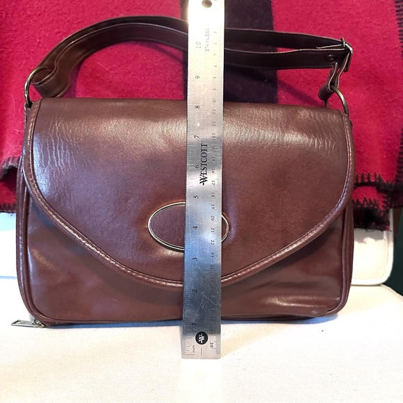 Adorable VGUC Vintage Brown Naugahyde Tandem Handbag - Picture 6 of 12